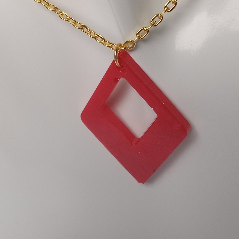 Elegant Red Diamond Pendant Necklace - Picture 2 of 5